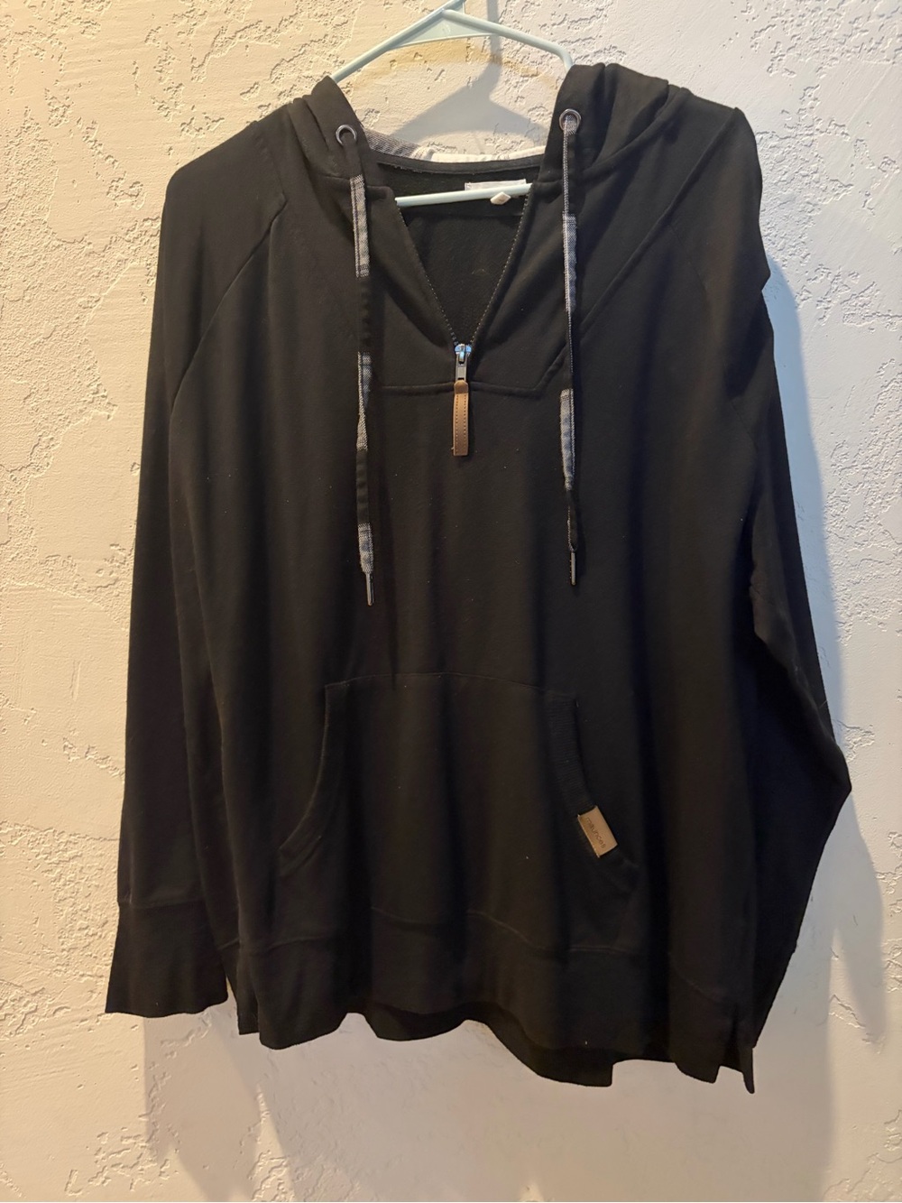 Maurices Black Half-Zip Hooded Pullover Sweatshirt